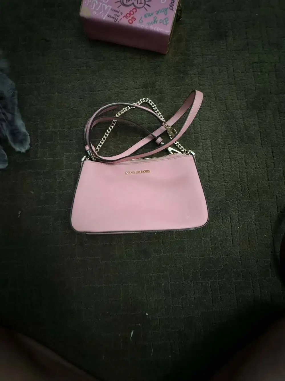 Michael Kors Jet Set Medium Saffiano Leather Pochette Crossbody Bag Soft Pink